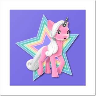 Super Star Pink Unicorn Posters and Art